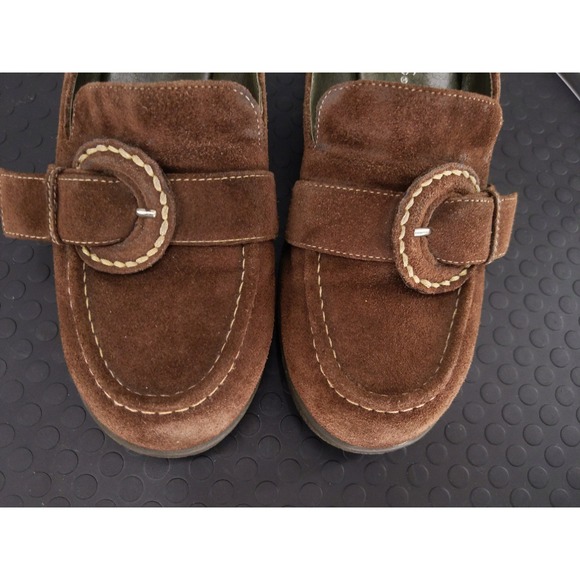 Aerosoles Wedge Loafers Womens 6.5 Brown Suede Buckle Platform Slip On Shoes - Picture 5 of 9